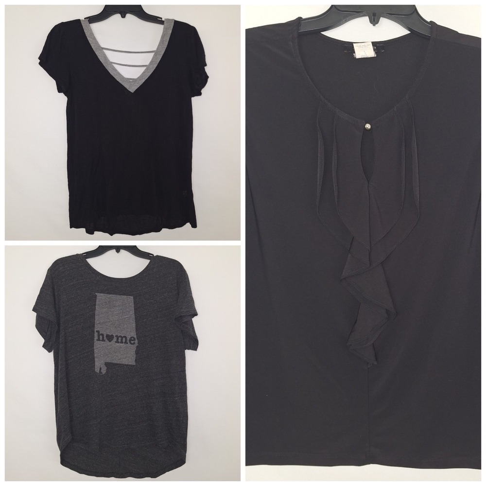 Lot of 3 Women's Tops XL: Alabama Graphic Tee, Ruffle Blouse, Strappy V-Neck